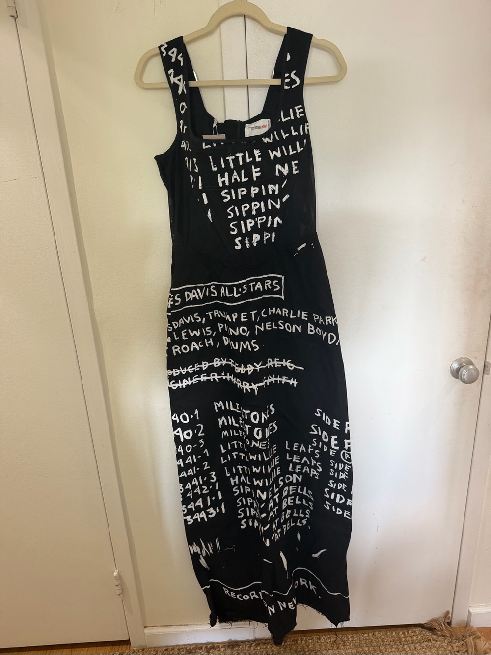 H&M Black Maxi Dress with White Graphic Text